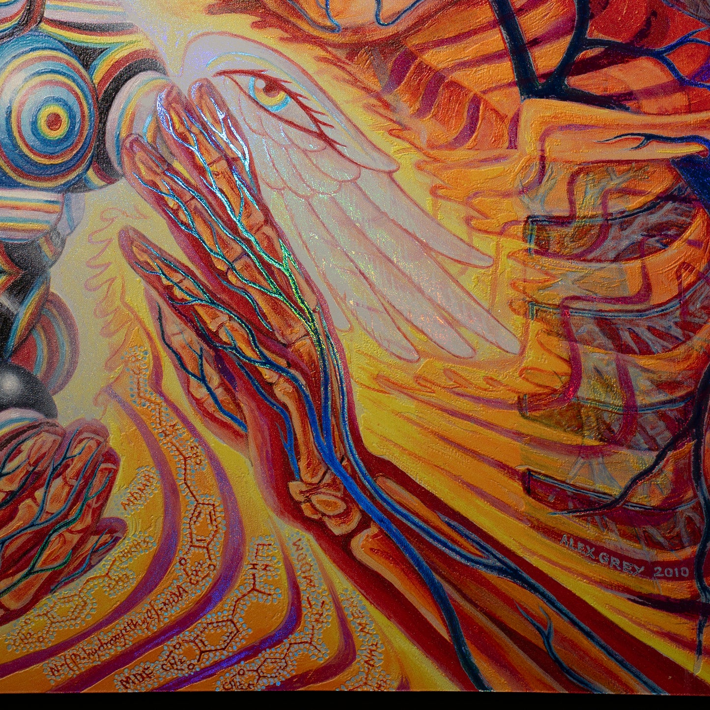 The Shulgins and their Alchemical Angels - Textured Foil Print on Metal