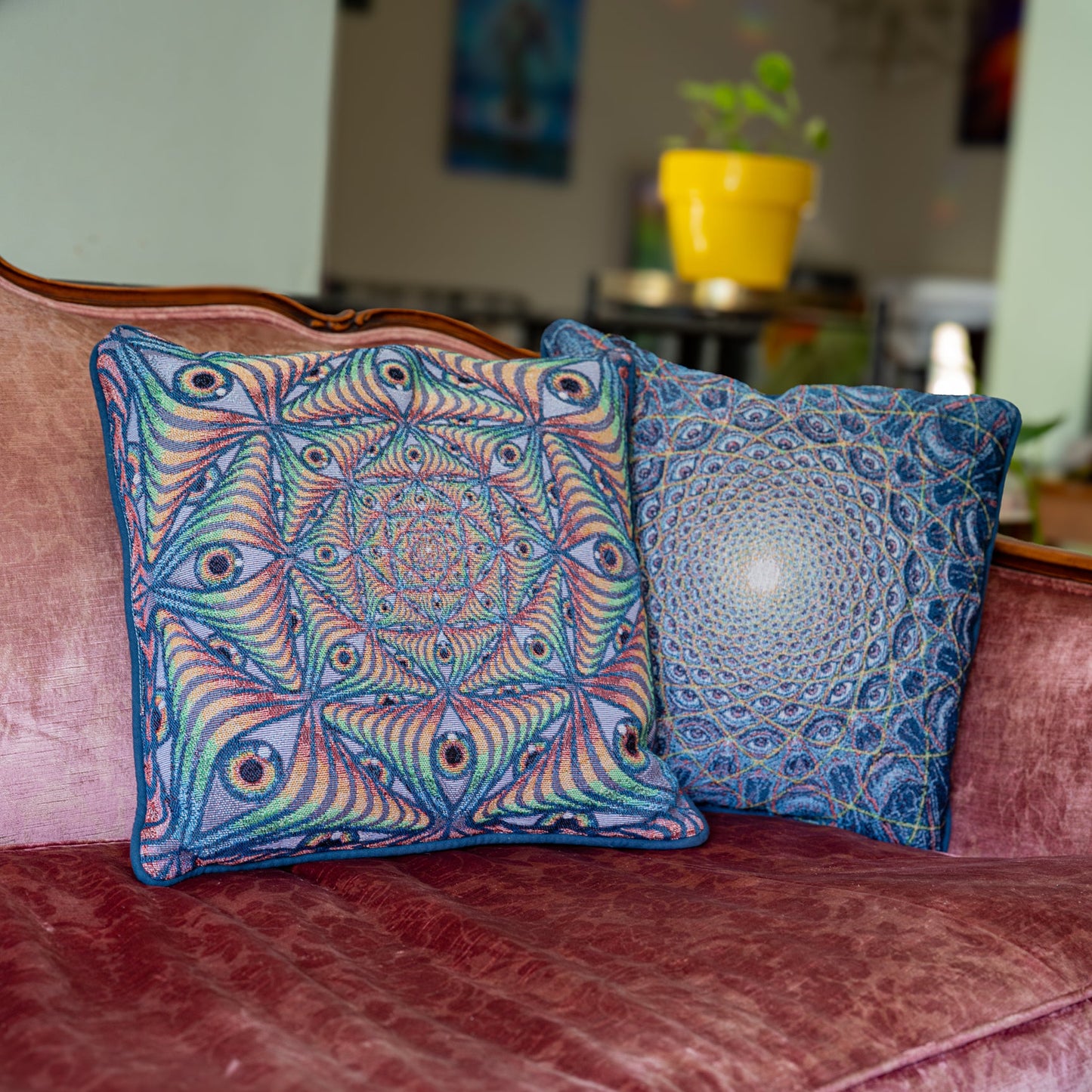 Rainbow Eye Ripple - Woven Pillow