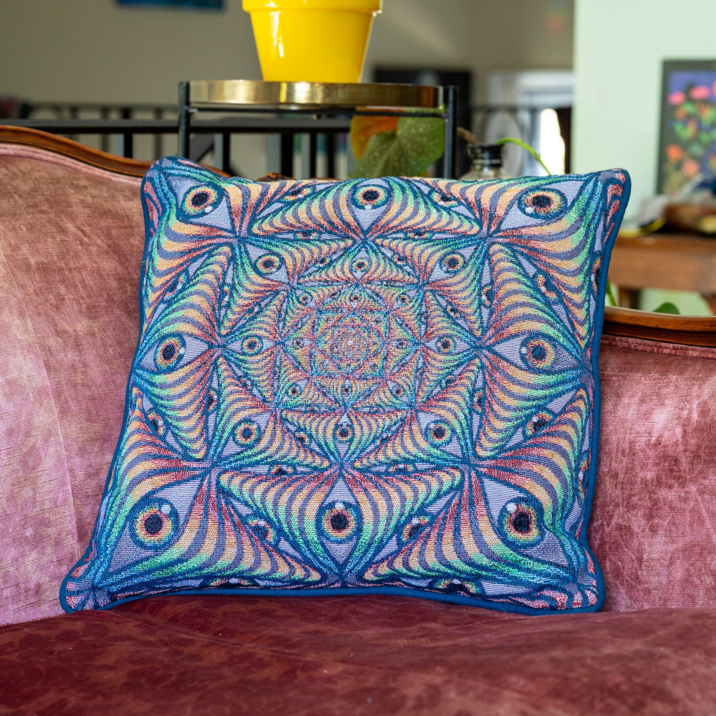 Rainbow Eye Ripple - Woven Pillow