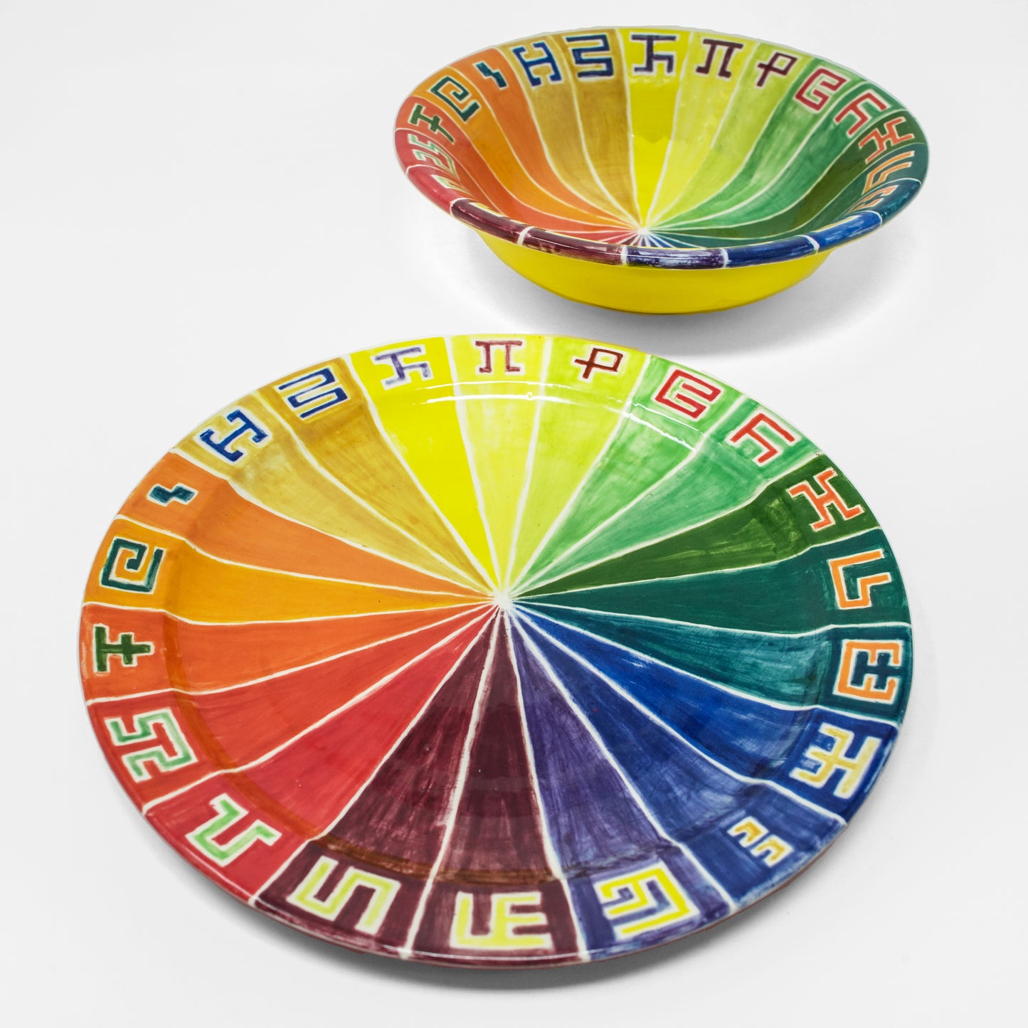 Secret Writing Rainbow - Ceramic Bowl & Plate Set