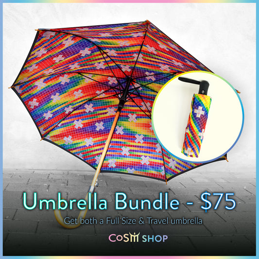 Bundle & Save! Pearlescent Crossfield in Spectral Rain - Umbrella Set