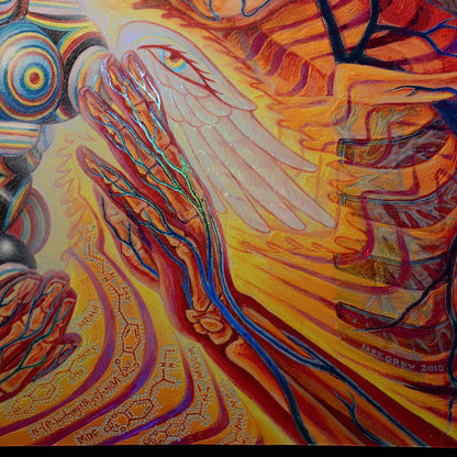 The Shulgins and their Alchemical Angels - Textured Foil Print on Metal
