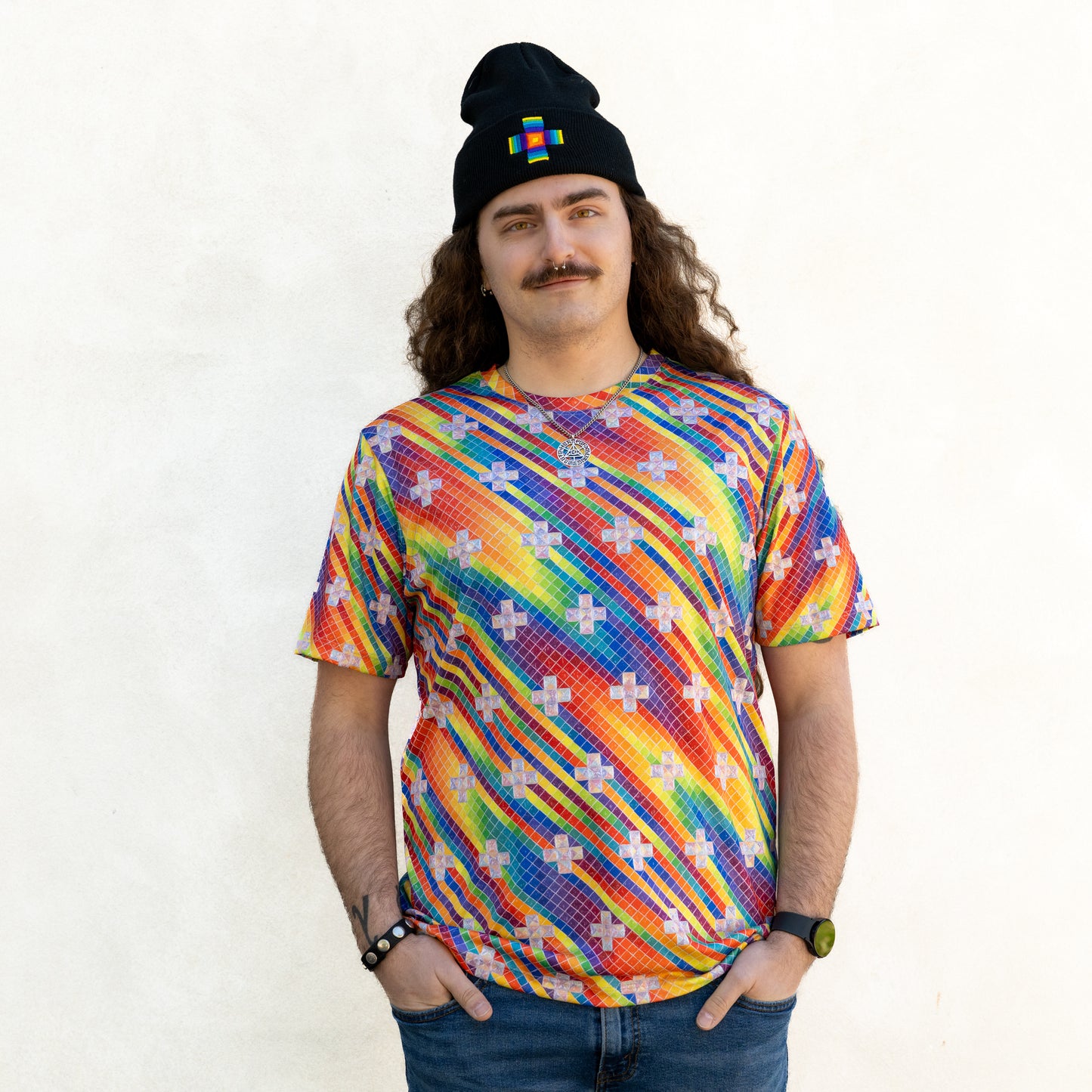 Pearlescent Crossfield in Spectral Rain - Dye Sub Tee