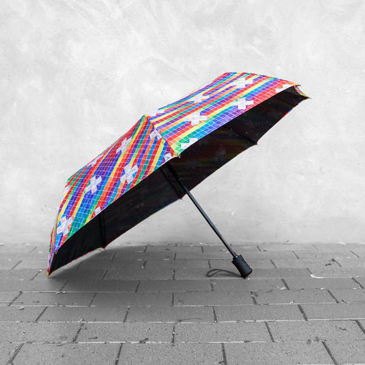Pearlescent Crossfield in Spectral Rain - Travel Umbrella