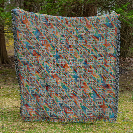 Pearlescent Secret Writing in Spectral Rain - Art Blanket