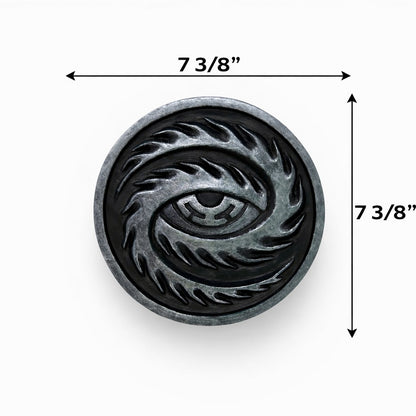 CoSM Shop Cosmic Eye wall emblem, hand-painted resin cast featuring an all-seeing eye design, 7 3/8" square.