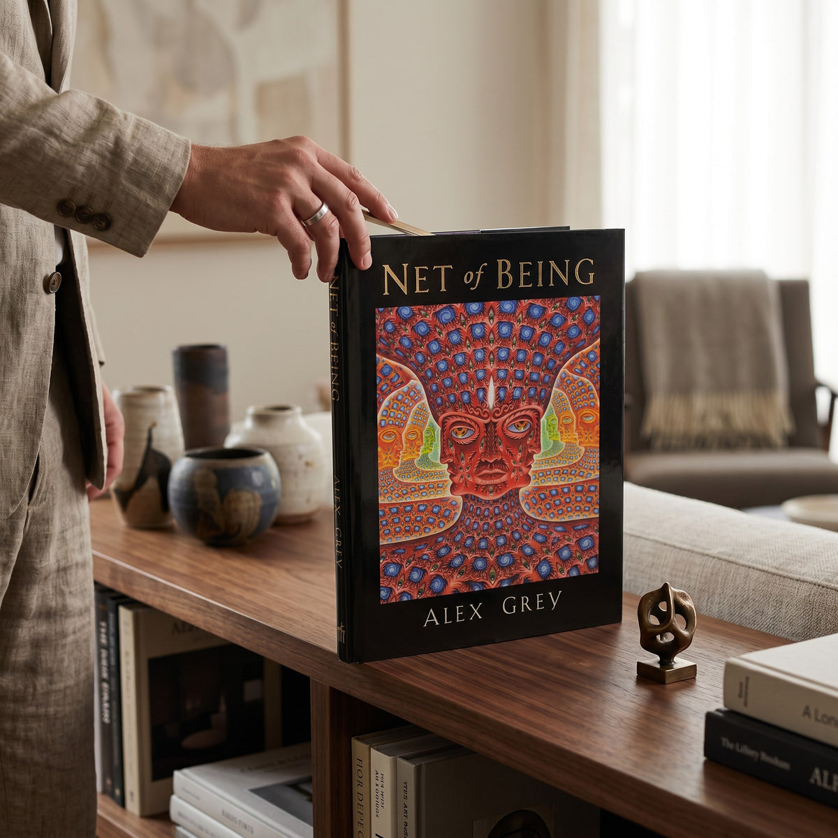 CoSM Shop Net of Being hardcover book by Alex Grey, featuring visionary art and signed copies available.