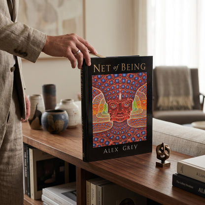 CoSM Shop Net of Being hardcover book by Alex Grey, featuring visionary art and signed copies available.