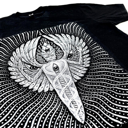 CoSM Shop black 100% cotton short sleeve tee with Alex Grey's Solstice Angel graphic print.