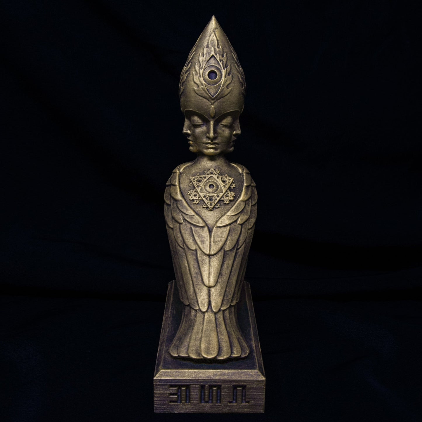 CoSM Shop Soulbird sculpture by Alex Grey, hand-painted bronze finish, 10" tall, limited edition with unique multi-face and winged design.