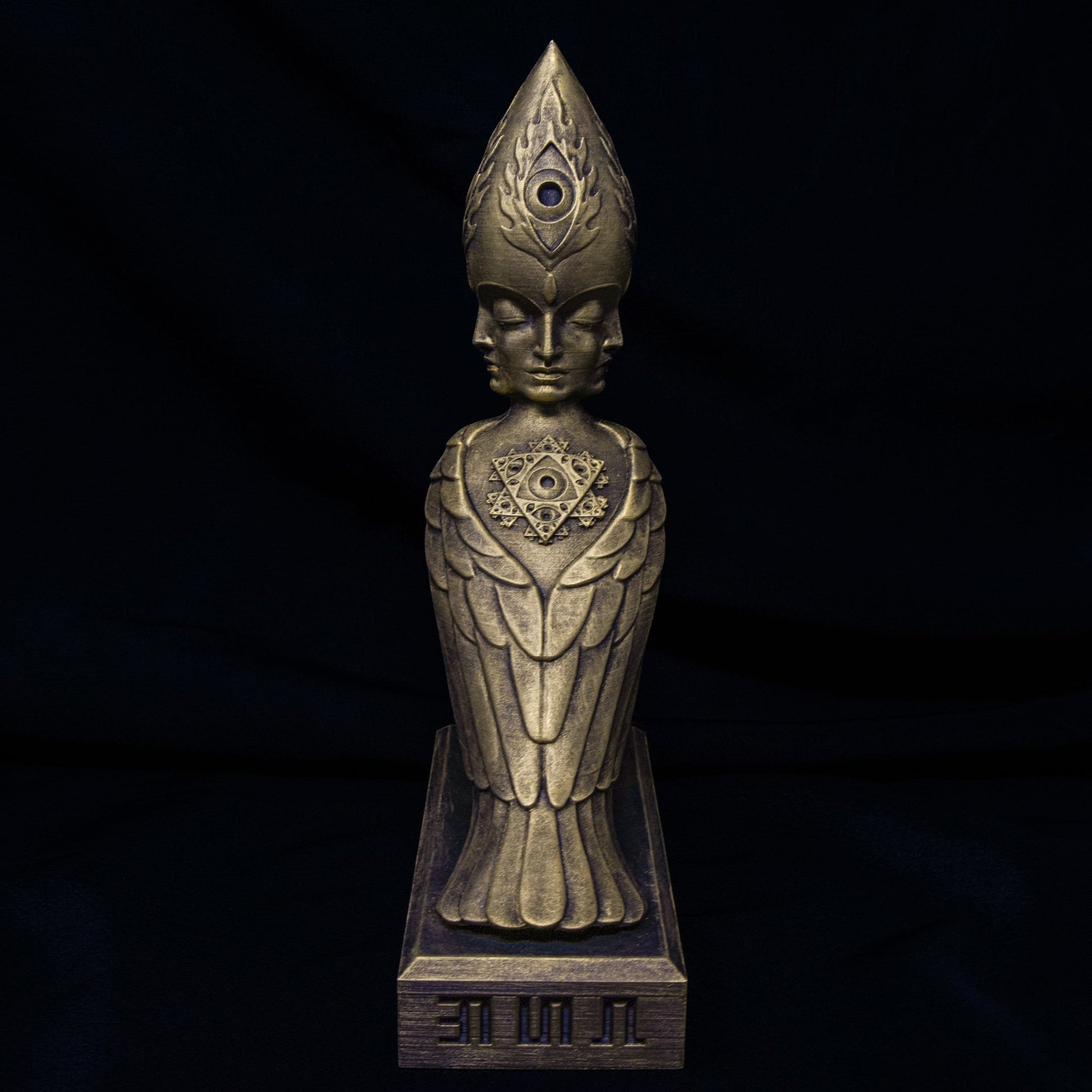CoSM Shop Soulbird sculpture by Alex Grey, hand-painted bronze finish, 10" tall, limited edition with unique multi-face and winged design.