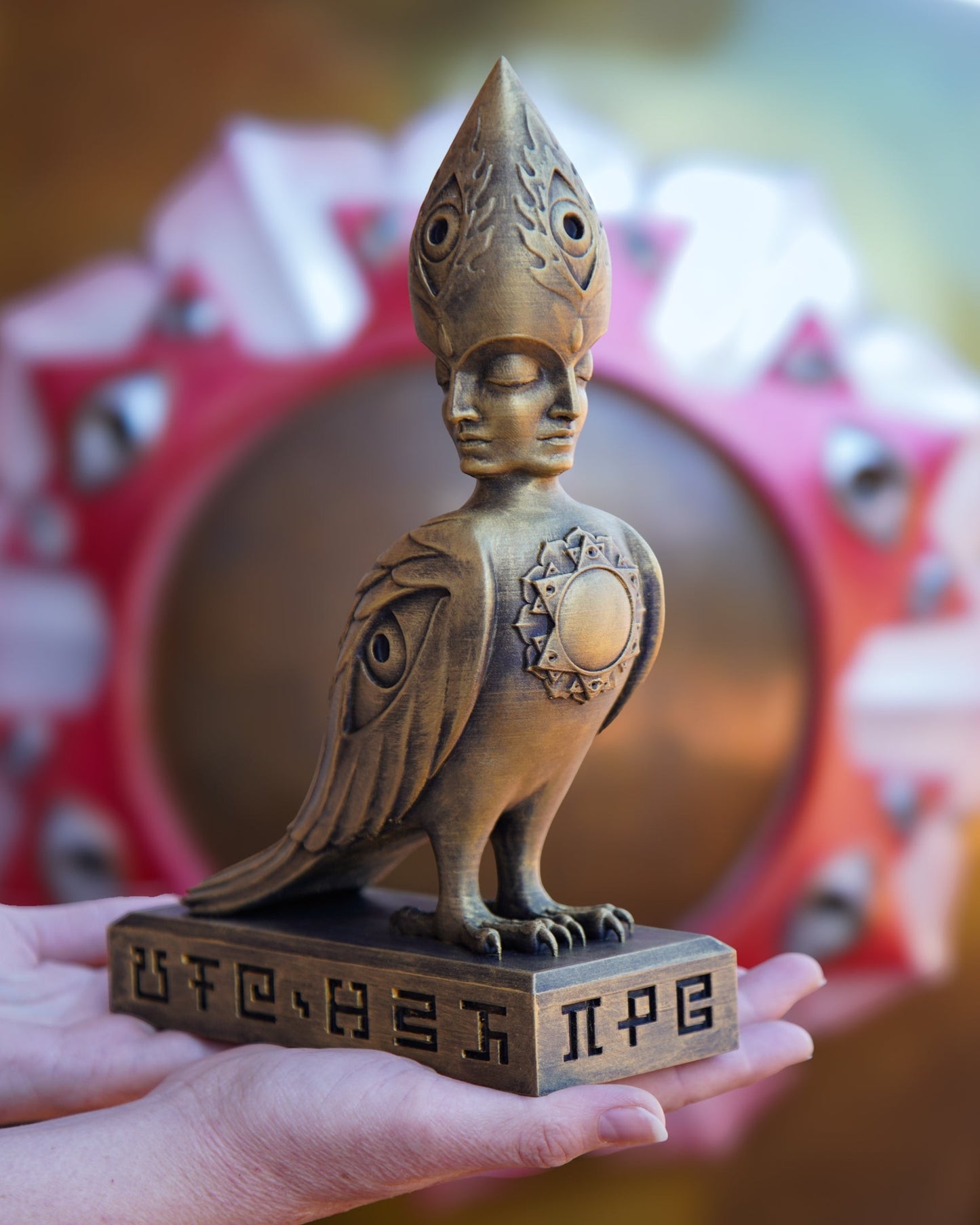 CoSM Shop Soulbird sculpture by Alex Grey, hand-painted gold finish, 10" tall, limited edition of 100.