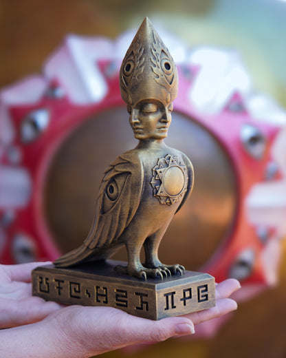 CoSM Shop Soulbird sculpture by Alex Grey, hand-painted gold finish, 10" tall, limited edition of 100.